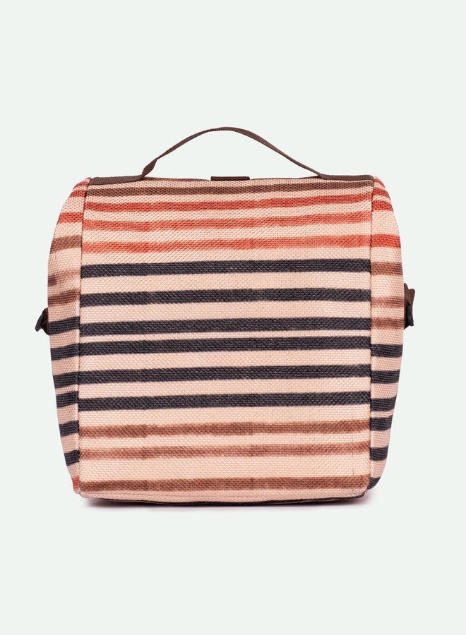 ZOUK Qutub Striped Printed Multicolor Insulated Roll up Lunch Bag - Image 5